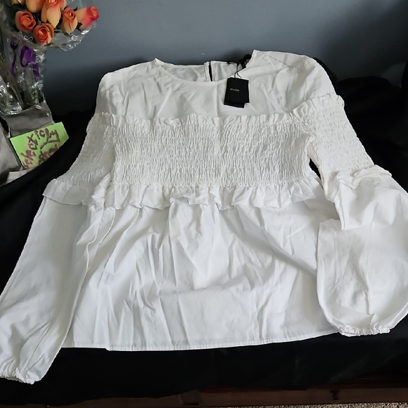 Maje Tops - Maje White Smocked Blouse